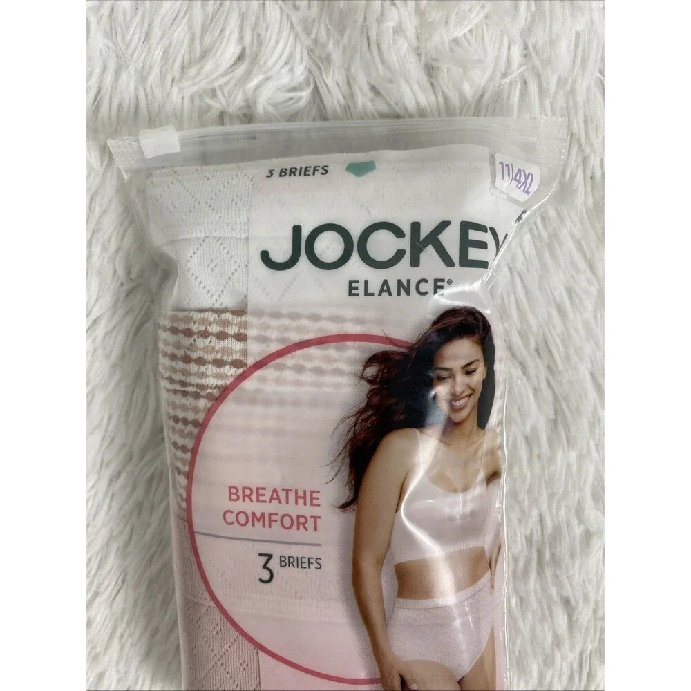 Jockey Elance Briefs Panties Women's 100% Cotton Pointelle Breathe 3 Pack Pink - Picture 9 of 10